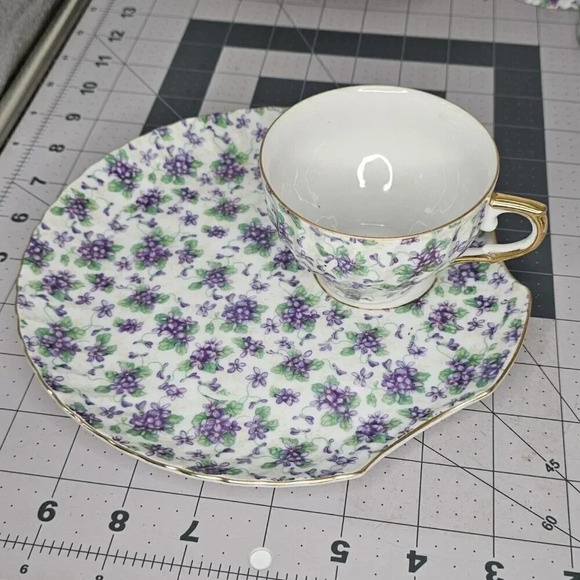 6 Tea Cups and Saucers Japan Yada Snack Plate Blue Floral China - Picture 5 of 15